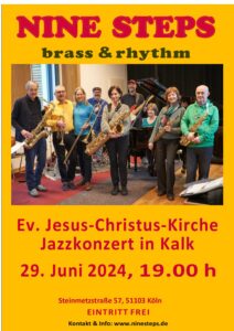 Mehr über den Artikel erfahren Samstag, 29. Juni 19.00 Uhr Jazzkonzert mit Nine Steps in der Jesus-Christus-Kirche